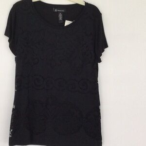 INC Concepts Top short sleeve color Black size M design in front. New.   #88